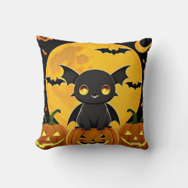 Almofada Bat de Cartoon e Pumpkins Jack-O'-Lanterna