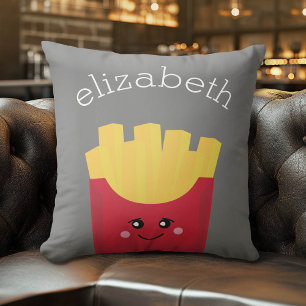 Almofada Batatas fritas bonitos de Kawaii com nome feito