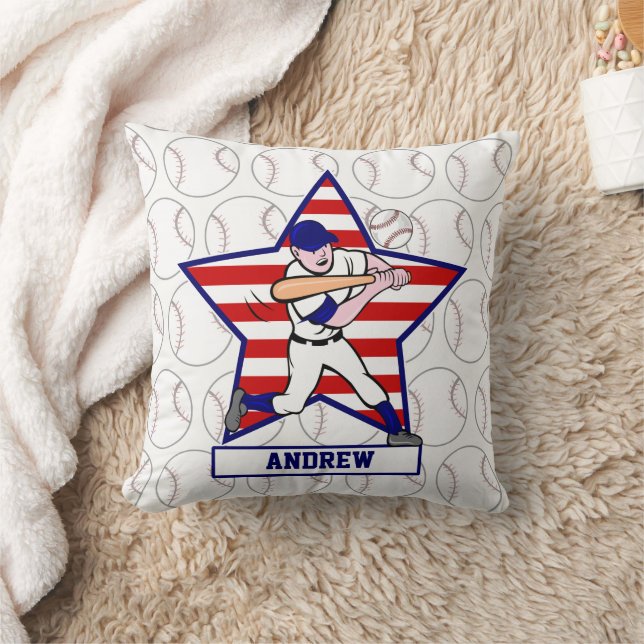 Almofada Bateria de Baseball Personalizada em Estrelas e St (Cobertor)
