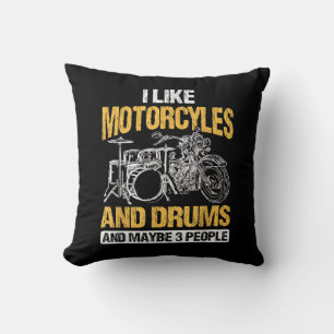Almofada Baterista Tamborilando Eu Gosto de Motocicletas e