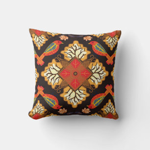 Almofada Batik indonésio: motivo da fauna da flora.