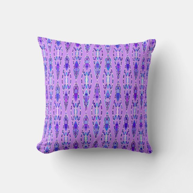 Almofada Batik Tribal - Lavanda, Azul e Violeta (Frente)