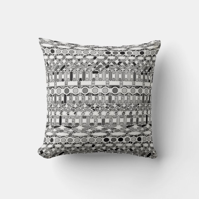 Almofada Batik Tribal - tons de cinza (Frente)