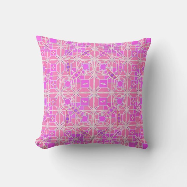 Almofada Batik Tribal - tons de rosa (Frente)