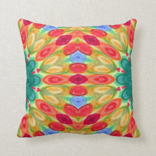 Almofada batik vermelho, azul, verde, amarelo e alaranjado