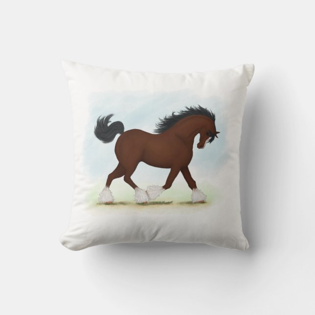 Almofada Bay Clydesdale Horse (Frente)
