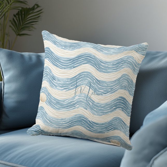Almofada Beach House Coastal Wave Home Decor Seaside Living (Beach House Coastal Wave Home Decor Seaside Living Throw Pillow)
