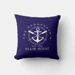 Almofada Beach House Nautical Anchor Blue décor Vacation