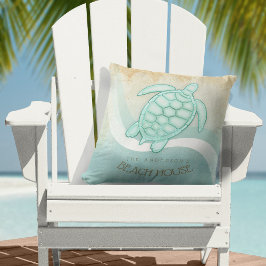 Almofada Beach House NMaritime Turtle Aqua Blue ID623