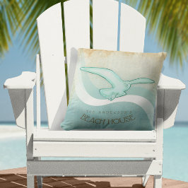 Almofada Beach House Seagull Aqua Blue ID623