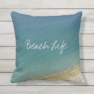 Almofada Beach Life cita Ocean Shore Blue Cute 