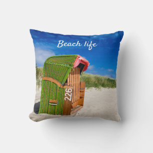 Almofada Beach life Green Beach chair photo with text