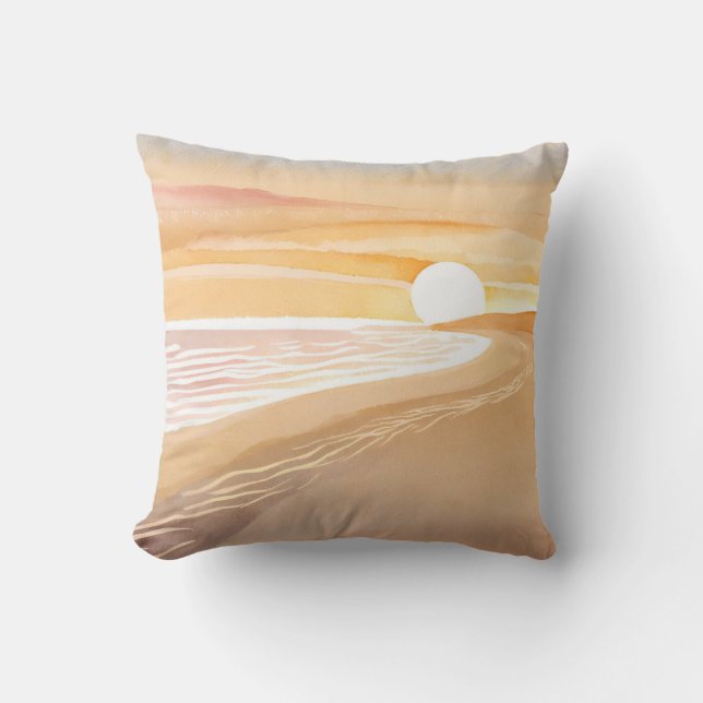 Almofada Beach Sunset Watercolor | Belo Amarelo (Frente)