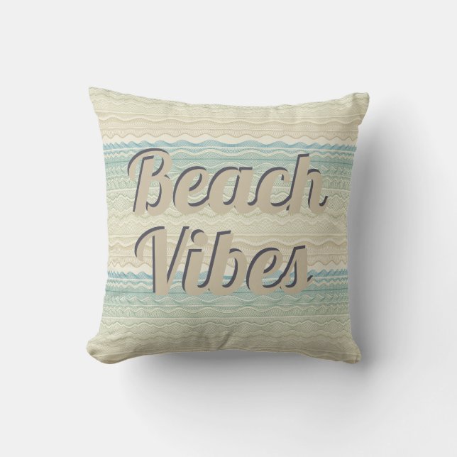 Almofada Beach Vibes Beige e Blue Waves (Frente)
