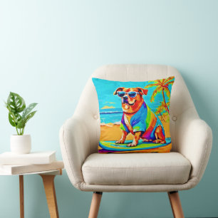 Almofada Beachside Pup: Charme surfando