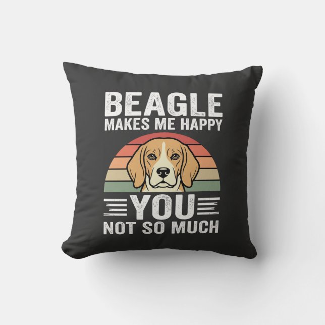 Almofada Beagle Me Faz Feliz Amante de Cachorro (Frente)