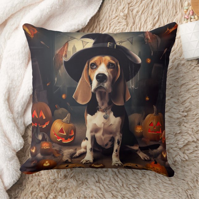 Almofada Beagle Pumpkins Halloween Assustado (Cobertor)