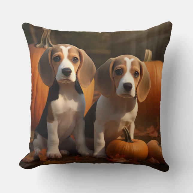 Almofada Beagle Puppy Autumn Delight Pumpkin (Frente)