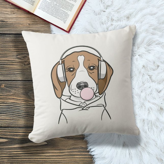Almofada Beagle Relaxando com Chiclete Fofo Cachorro Engraç (Criador carregado)