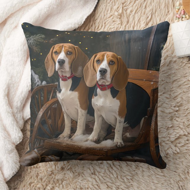 Almofada Beagle Snowy Sleigh Decência de Natal (Cobertor)