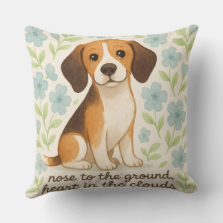 Almofada Beagle Throw Pillow Gift for Dog Lovers Floral Pet