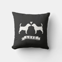 Almofada Beagles Love - Dog Silhouettes w/ Heart