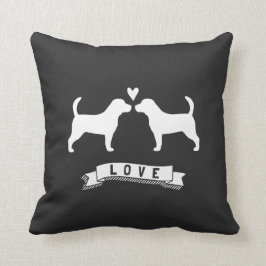 Almofada Beagles Love - Dog Silhouettes w/ Heart
