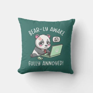 Almofada Bear-ly Awake Fully Annoyed - Panda Office Humor