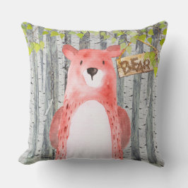 Almofada Bear- Woodland Friends - Ilustração Watercolor