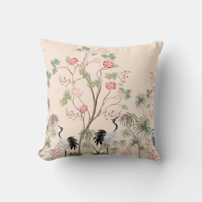 Almofada Beautiful exotic chinoiserie wallpaper. Hand drawn (Frente)