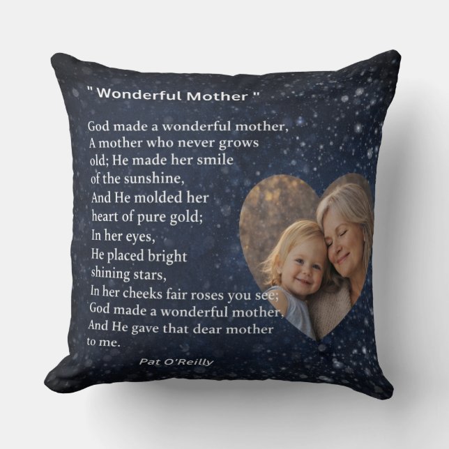Almofada Beautiful “Wonderful Mother” Poem Cushion Gift (Frente)