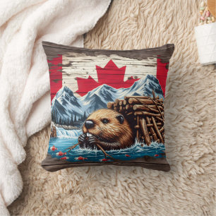 Almofada Beaver Canadense Construindo Sua Loja De Água