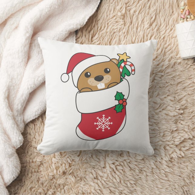 Almofada Beaver Natal Neve Inverno Beaver (Cobertor)