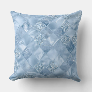 Almofada Bebê Azul Elegante com Brilho e Telhas de Diamante