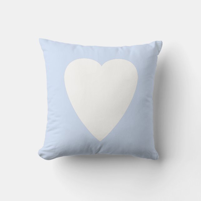 Almofada Bebê Azul Pastel & Coração Branco com Design em Fo (Frente)