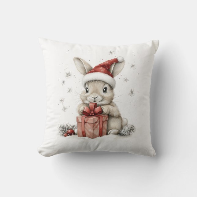 Almofada Bebê Coelho da Série Adorável de Natal Animal (Frente)