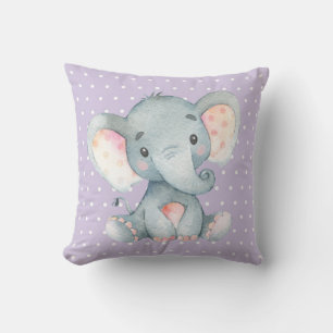 Almofada Bebê Elefante Menina Roxo e Cinza