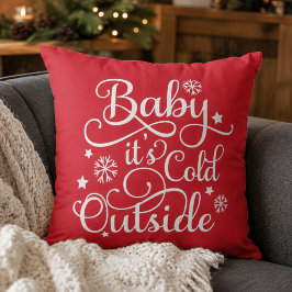 Almofada Bebê Está Frio Fora da Cota de Natal Vermelho