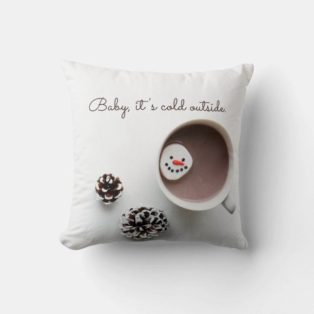 Almofada Bebê Está Frio Lá Fora Chocolate Quente de Natal (Frente)