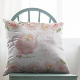 Almofada Bebê Festa de Chá Nascê Stats Floral Keepsasakê