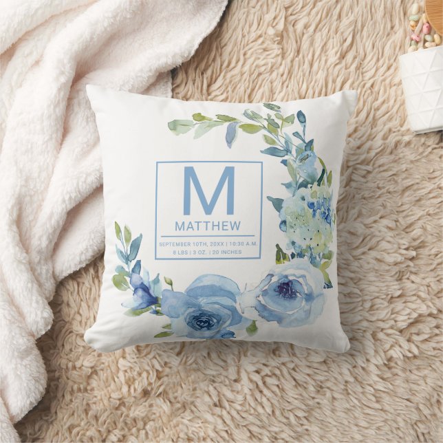 Almofada Bebê Floral Azul Nasce Aposta Recém-Nascido (Cobertor)
