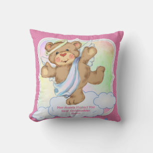 Almofada Bebê Godchild Presente Comunicado Batismo Anjo Ros