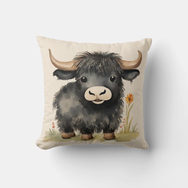 Almofada Bebê Highland Vaca Neutral (Frente)