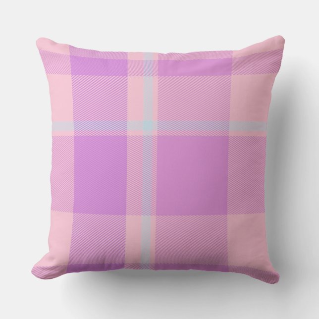 Almofada Bebê Lindo Rosa e Padrão Xadrez Roxo (Frente)