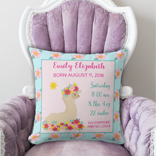 Almofada Bebê Llama Bebê Rosa Nursery Keepsakê