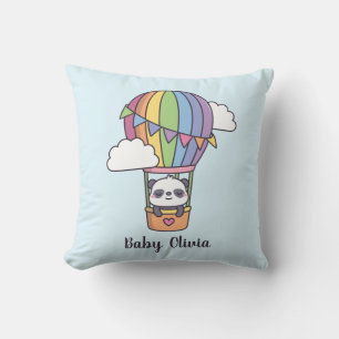 Almofada Bebê Panda Fofo em Balão de Ar Quente Decoração de
