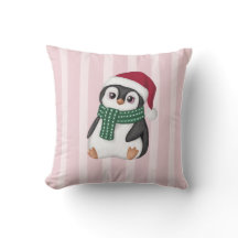 Bebê Pinguim Fofo Usando Chapéu de Papai Noel Nata