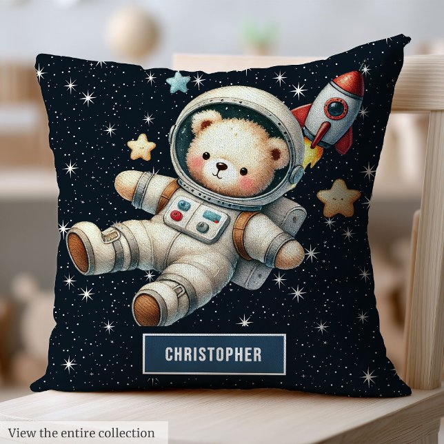Almofada Bebê-Rapaz Astronauta Urso Travesseiro de Urso de  (Baby Boy Astronaut Teddy Bear Pillow Nursery Accent)