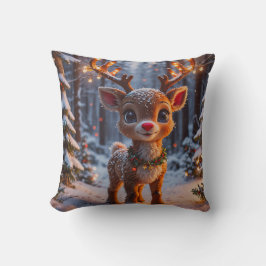 Almofada Bebê Reindeer Na Floresta De Neve