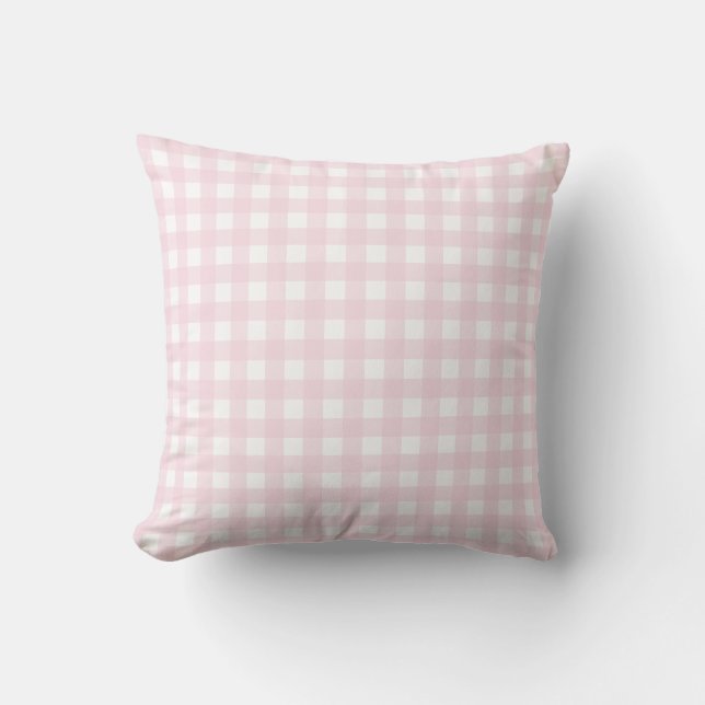 Almofada Bebê Rosa e Gingham Médio Branco. Travesseiro deco (Frente)